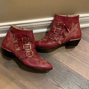 Chloe Susanna Leather Studded Ankle Boot